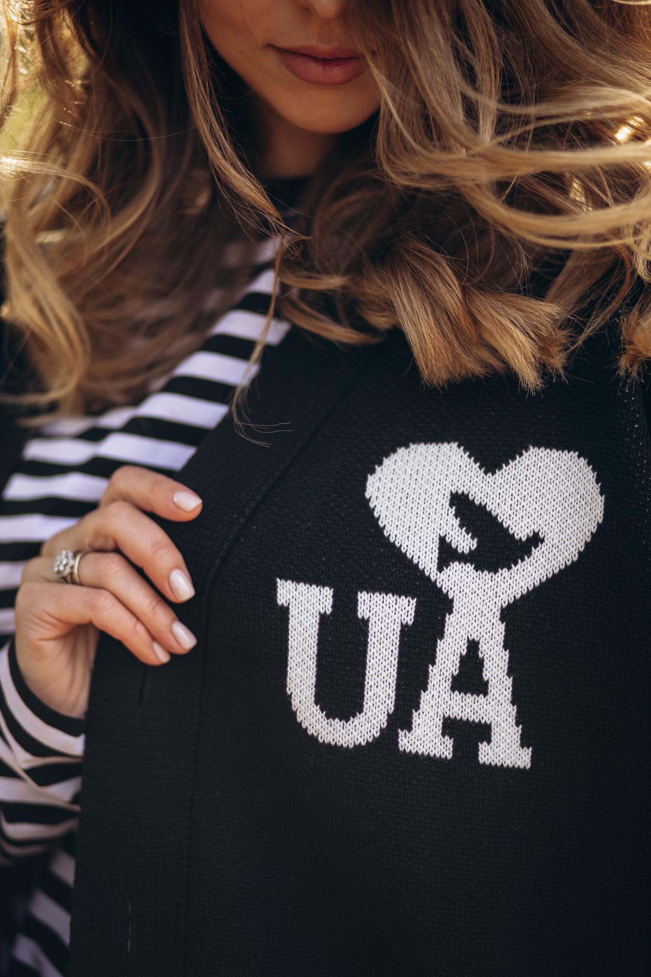 Patch embroidery on jacket sleeve